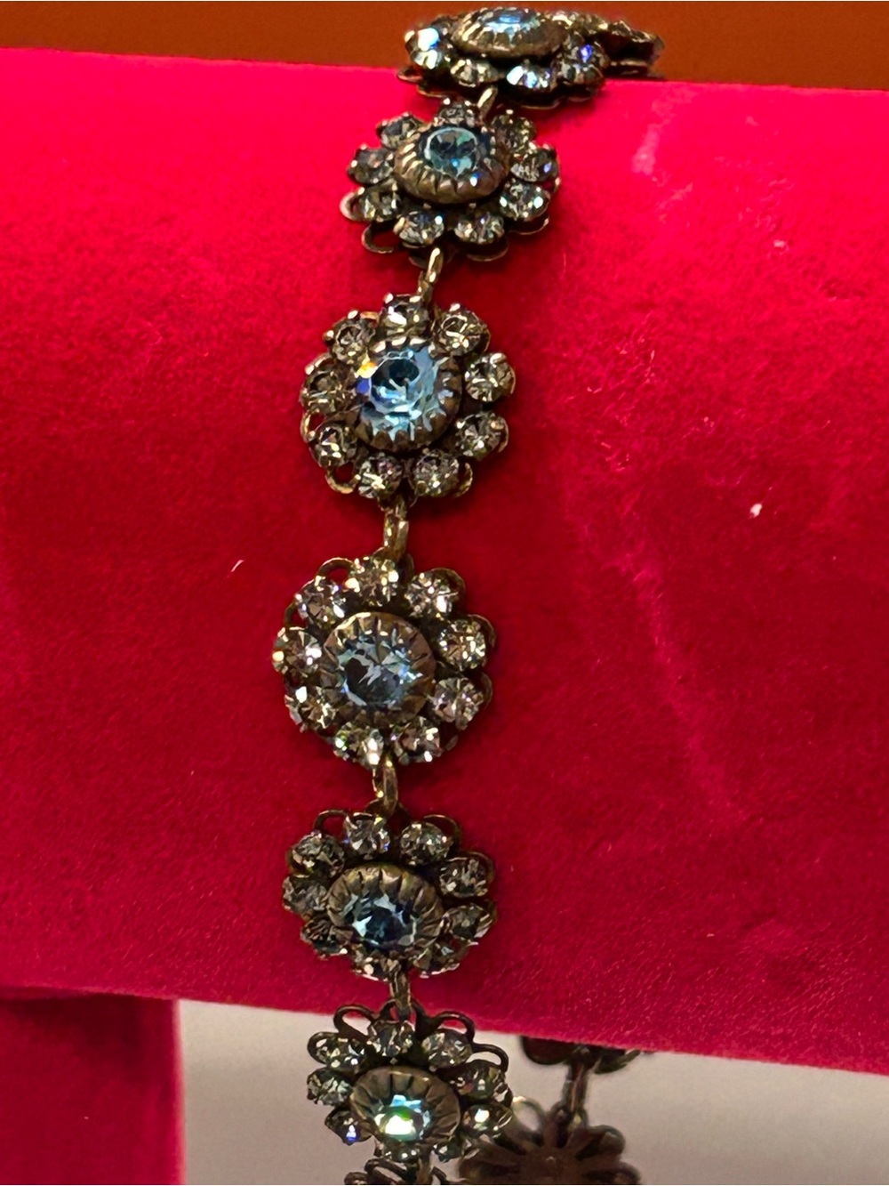 Vintage Liz Palacios blue floral crystal bracelet